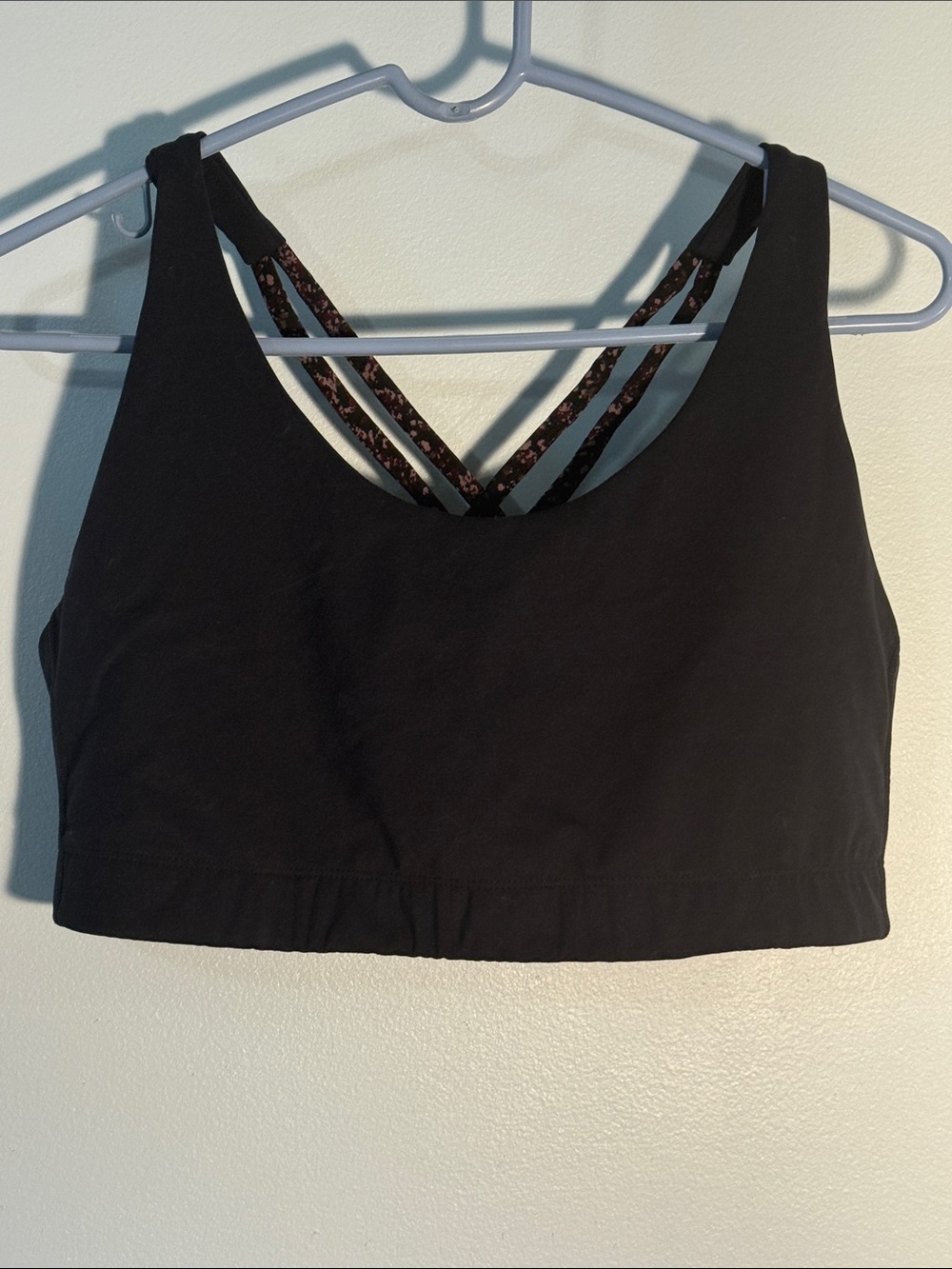 Black Strappy Women's Sports Bralette with Decorative Back